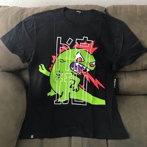 Tokidoki Unisex XL Green Kaiju Monster Black T-Shirt Graphic Tee | Brand New